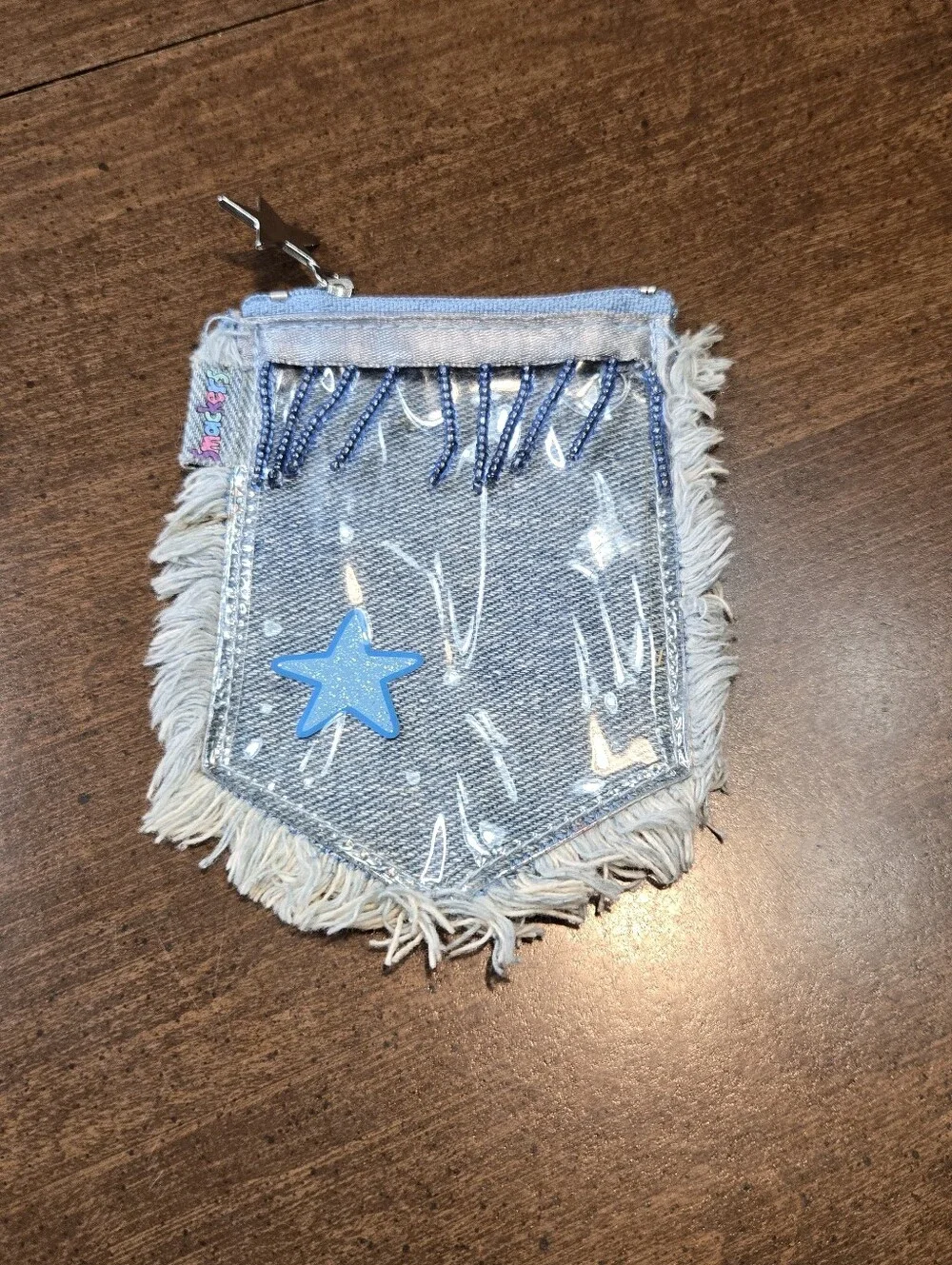 Vintage Y2K 00s Bonne Bell Lip Smacker Empty Balm Bag Dreamy Denim Frayed w/Bead